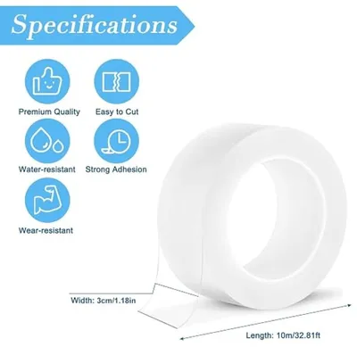 Productafbeelding van PromoHome® Afdichtingsband voor deuren en ramen – zelfklevend, transparant, 3 cm x 10 m, waterdicht, stofbestendig, winddicht, beschermt tegen kou