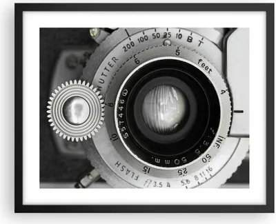 Produktbild von Gerahmtes Poster - Schwarzer Rahmen - Objektiv Schwarzweiß Vintage - 50x40 cm - Wand Bild - Wanddeko - Wandbilder - Kunstposter - Wandposter - Bilderrahmen - Bilder - Kunstdruck - P2BAA50x40-4631
