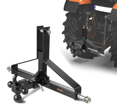 Produktbild von VEVOR 3-Punkt-Anhängerkupplung mit 2-Zoll-Empfänger, 3-Punkt-Schnellkupplungsanbau für Traktor der Kategorie 1, 3000 lbs Tragfähigkeit, Zugdeichsel-Adapter, kompatibel mit Kubota, Mahindra, Ford, Yanmar, John Deere, Einzelne Öffnung + Vier-Wege-Kugelstützhaken