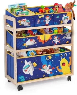 Produktbild von Kinder Spielzeugbox mit Rädern und buntem Monsterdesign