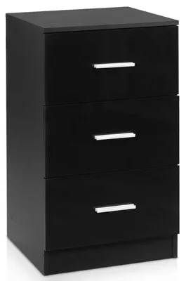 Image de Table de chevet en bois avec 3 tiroirs, de couleur noire, hauteur 67 cm