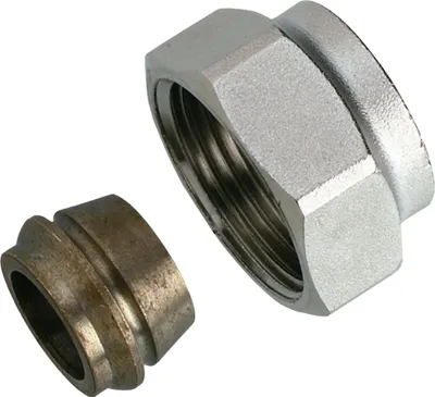 Productafbeelding van Danfoss verbindingsstuk G 3/4 (binnendraad) naar 15 mm voor stalen en koperen buizen (10 stuks), 1 stuk.