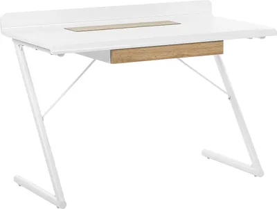 Produktbild von BELIANI Schreibtisch Weiß / Heller Holzfarbton 120 x 60 cm 1 Schublade Bürotisch Computertisch Modernes Design