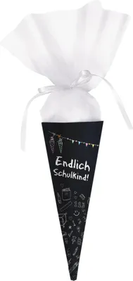 Produktbild von Schultüte für Kinder zur Einschulung mit Tüll – Kleine Zuckertüte für Geschwister (Endlich Schulkind)