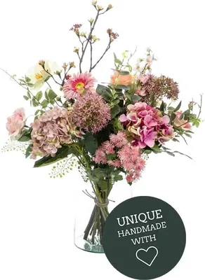 Produktbild von Emerald Künstlicher Blumenstrauß - Mystic | 65 cm, Handgebunden, für drinnen, Kunstblume, wie echt, Allergiker geeignet, pflanzliche Dekoration Praxis, Office & Wohnzimmer