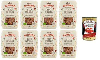 Produktbild von Rummo Tubetti Integrali N°72 100% Grano Italiano,Vollkornröhren Nr. 72 100% italienischer Weizen 8x500gr + Italian Gourmet polpa 400g