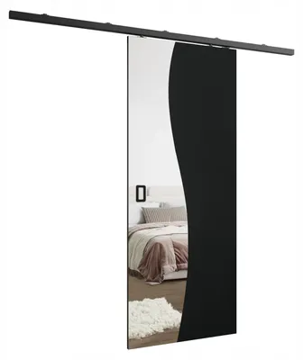 Produktbild von KIER FURNITURE Schiebetür Komplettset FALA Sliding Door, Raumteiler Schiebetür Schwarz 76x205x1,6 cm