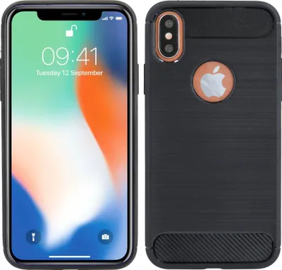 Obrázek produktu pro cofi1453® Silikonové pouzdro Carbon kompatibilní s pouzdrem iPhone XS TPU Soft Mobile Phone Case Cover Protective Cover Black