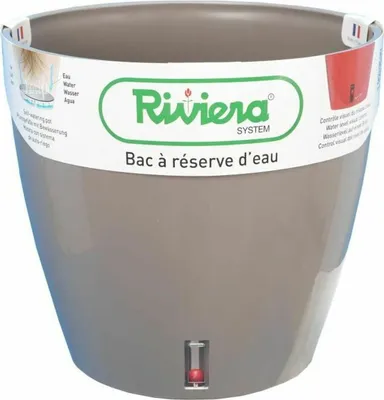 Image de RIVIERA Eva Nouveau pot rond en plastique - Ø 46 cm - 49 L - Taupe