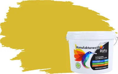 Produktbild von RyFo Colors Bunte Wandfarbe Manufakturweiß Kraftgelb 3l - weitere Grau Farbtöne und Größen erhältlich, Deckkraft Klasse 1, Nassabrieb Klasse 1