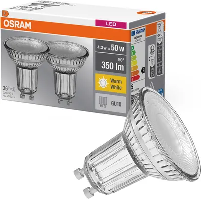 Zdjęcie produktu dla 2x Żarówka LED PAR16 Reflektor GU10 4.3W = 50W 350lm 2700K Ciepła 36° BASE Osram
