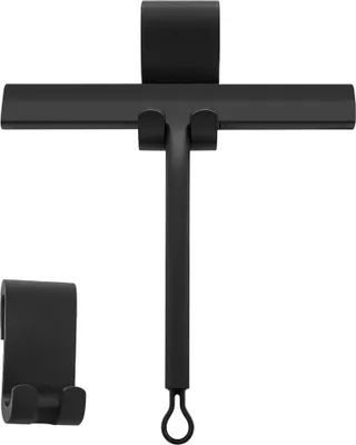 Image de Raclette de douche noire silicone 21,5cm support sans percer