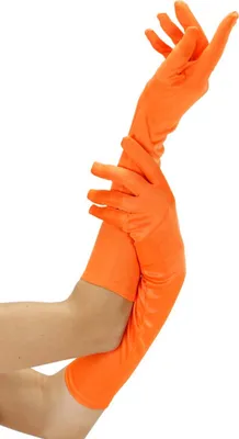 Immagine prodotto di Guanti da donna lunghi accessorio per costume arancione neon - taglia unica