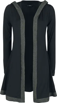 Produktbild von Black Premium by EMP Damen schwarzer Cardigan mit Kapuze und Knoten-Borte M
