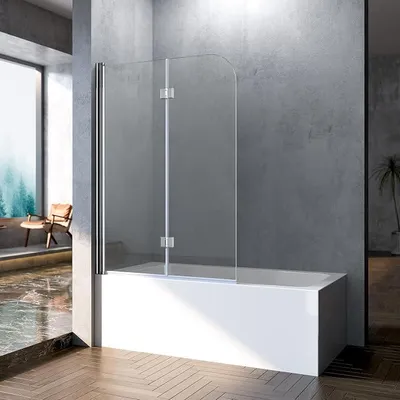 Produktbild von Duschwand für Badewanne 100x120cm 2-teilig Faltbar Duschtrennwand Badewannenaufsatz Duschabtrennung mit 6mm Nano Easy Clean Glas