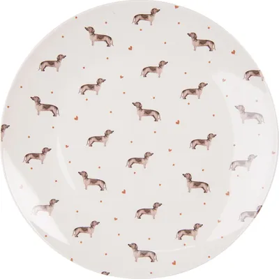 Immagine prodotto di Piatto da portata Clayre & Eef Ø 26 cm in porcellana marrone beige Bassotto