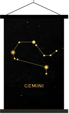Produktbild von MuchoWow® Textilposter Tierkreiszeichen - Zwillinge - Astrologie 40x60 cm mit schwarzem Rahmen - Wanddekorationen
