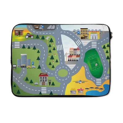 Produktbild von MuchoWow® Laptop Hülle 14 ZollKinder - Dorf - Auto - Straßen Laptoptasche - Laptoptasche - Stoßsicher - Schutzhaube