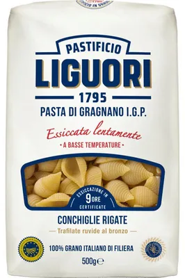 Produktbild von Liguori Conchiglie Rigate No. 48, 500g – Hochwertige Muschelnudeln aus Hartweizengrieß