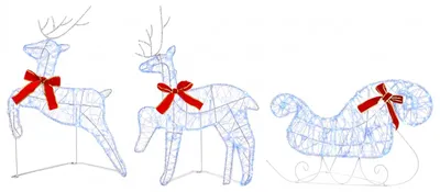 Imagen del producto de vidaXL: Reno navideño con trineo, 3 unidades, 60 LEDs azules