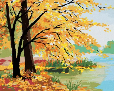 Produktbild von Zuty - Malen nach Zahlen - HERBSTWALD AM SEE, 40x50 cm, mit Keilrahmen (bereits gespannt)