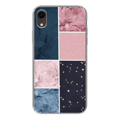 Produktbild von MuchoWow® Handyhülle Schutzhülle Hülle für iPhone XR Marmor - Rosa - Blau Silikon Softcase Handy Hülle - Schutzdeckel