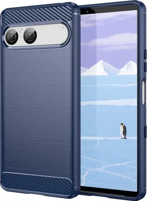 Image de Housse TPU pour Sony Xperia 10 VII Carbon Fiber Design Texture Protection Cover Blue