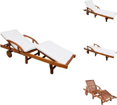 Image de vidaXL Bain de soleil avec coussin en bois massif d'acacia - Bains de soleil