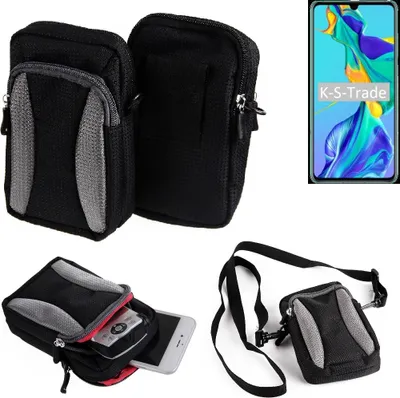 Produktbild von K-S-Trade Holster Schutz Hülle kompatibel mit Huawei P30 Handy Hülle Gürteltasche Umhängetasche mit Zusatzfach schwarz
