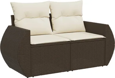 Zdjęcie produktu dla vidaXL Sofa ogrodowa z poduszkami 2-osobowa brązowa z polirattanu
