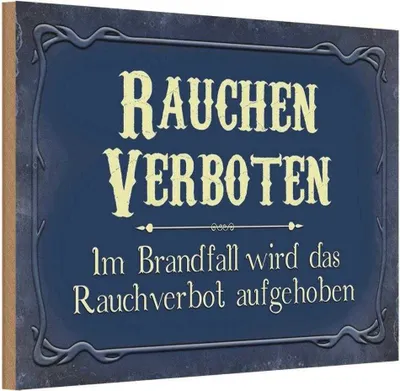 Produktbild von vianmo Holzschild 12x18 cm Rauchen verboten Im Brandfall Warnschild Hinweisschild