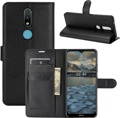 Produktbild von König Design Hülle kompatibel mit Nokia 45018 Kunstleder Handyhülle - Handy Case Schwarz