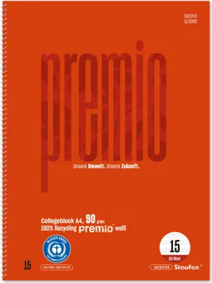 Immagine prodotto di STAUFEN PREMIO 040837015 Collegeblock LIN 15 - A4, 50 Blatt, NotenLIN eatur, 90 g/qm, rot