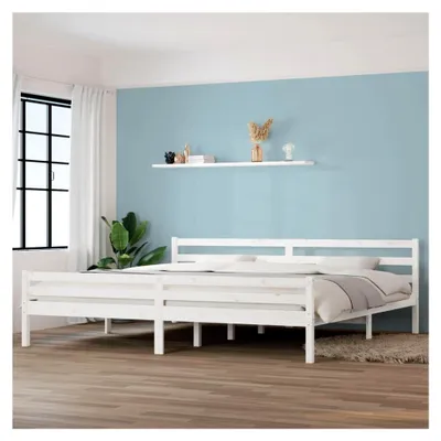 Produktbild von Bettgestell ohne Matratze Weiß Massivholz 200x200 cm