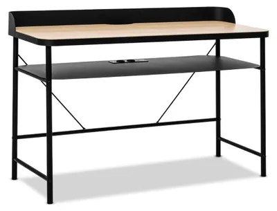 Immagine prodotto di Scrivania - Tavolo da lavoro - Scrivania - Scrivania per computer - Tavolo per laptop - 120x50 cm - Metallo con piano in legno