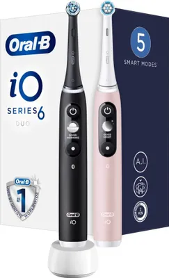 Image de Oral-B | Brosses à dents électriques - iO Series 6 - Noir et rose - Avec IA et 5 modes de nettoyage