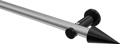 Produktbild von Interdeco Gardinenstange / Vorhangstange Silbergrau / Schwarz, Typ Platon Savio (Kegel) ohne Ringe, 20 mm Ø 1-läufig, 360 cm