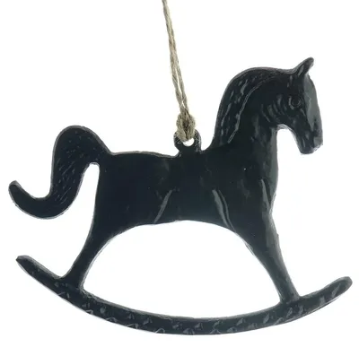 Produktbild von Weihnachtsanhänger Schaukelpferd Schwarz 12 cm - Aluminium