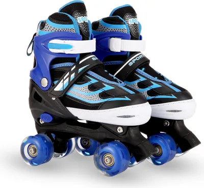 Produktbild von Inline-Skates, beleuchtete Rollschuhe mit beleuchteten Rädern, verstellbare Größe, Kinder 6–12 Jahre alt, geeignet für Schuhgrößen 28–33, Blau