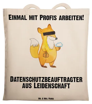 Produktbild von Mr. & Mrs. Panda Tote Bag Datenschutzbeauftragter Leidenschaft - Transparent - Geschenk, Datenschützer, Schultasche, Unitasche, Tragetasche, Datenschutz, Tasche, Lustig