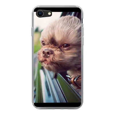 Produktbild von MuchoWow® Handyhülle Schutzhülle Hülle für iPhone SE 2020 Hund - Auto - Tier Silikon Softcase Handy Hülle - Kartenbesitzer