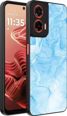 Produktbild von Smartphonica Handytasche Passend für Motorola Moto G35 mit Marmordruck - TPU Rückendeckung Fall Marmor Design - Hellblau