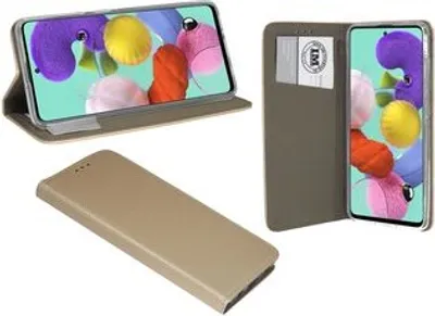 Produktbild von cofi1453 Buch Tasche "Smart" kompatibel mit SAMSUNG GALAXY A51 ( A515F ) Handy Hülle Etui Brieftasche Schutzhülle mit Standfunktion, Kartenfach Gold