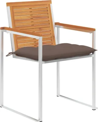 Imagen del producto de vidaXL: 4 sillas de jardín con cojines, fabricadas en madera de acacia maciza