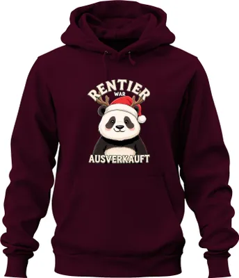 Produktbild von RENTIER WAR T Panda Weihnachten lustig Geschenk Uni Hoodie Kapuzenpullover, Burgundy, S