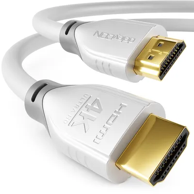 Produktbild von deleyCON 0,5m HDMI Kabel 4K@60Hz 2K@165Hz ARC 18Gbps - Weiß Grau