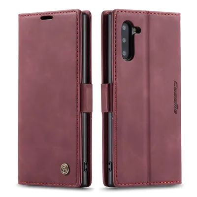 Produktbild von Galaxy Note 10 Hülle, Retro Kunstledertasche, Kartenfächer, Standfunktion Schutzhülle für Samsung Galaxy Note 10 Rot