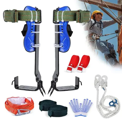 Image de Kit de crampons d'escalade d'arbres, équipement d'escalade réglable, capacité de charge de 100 kg, crampons robustes en acier, adaptés à l'entretien des arbres, à la récolte des fruits et à la chasse