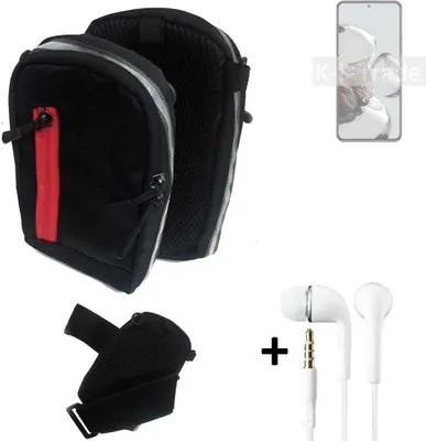 Produktbild von K-S-Trade Outdoor Gürteltasche Holster Umhängetasche + Kopfhörer kompatibel mit Xiaomi 12T schwarz Handy Tasche Case travelbag Schutzhülle