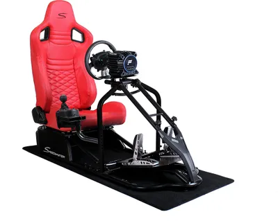 Produktbild von SIM Racing Cockpit Seat Pro Sim Rig SCHWARZ | Gaming Simulator Cockpit | Rennsimulator Lenkradständer Carbonfaser Optik Rot